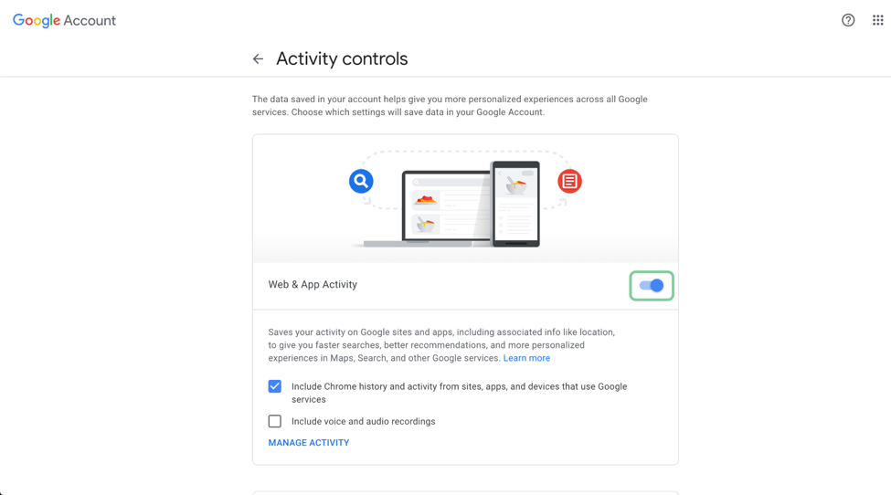 Google Activity Controls