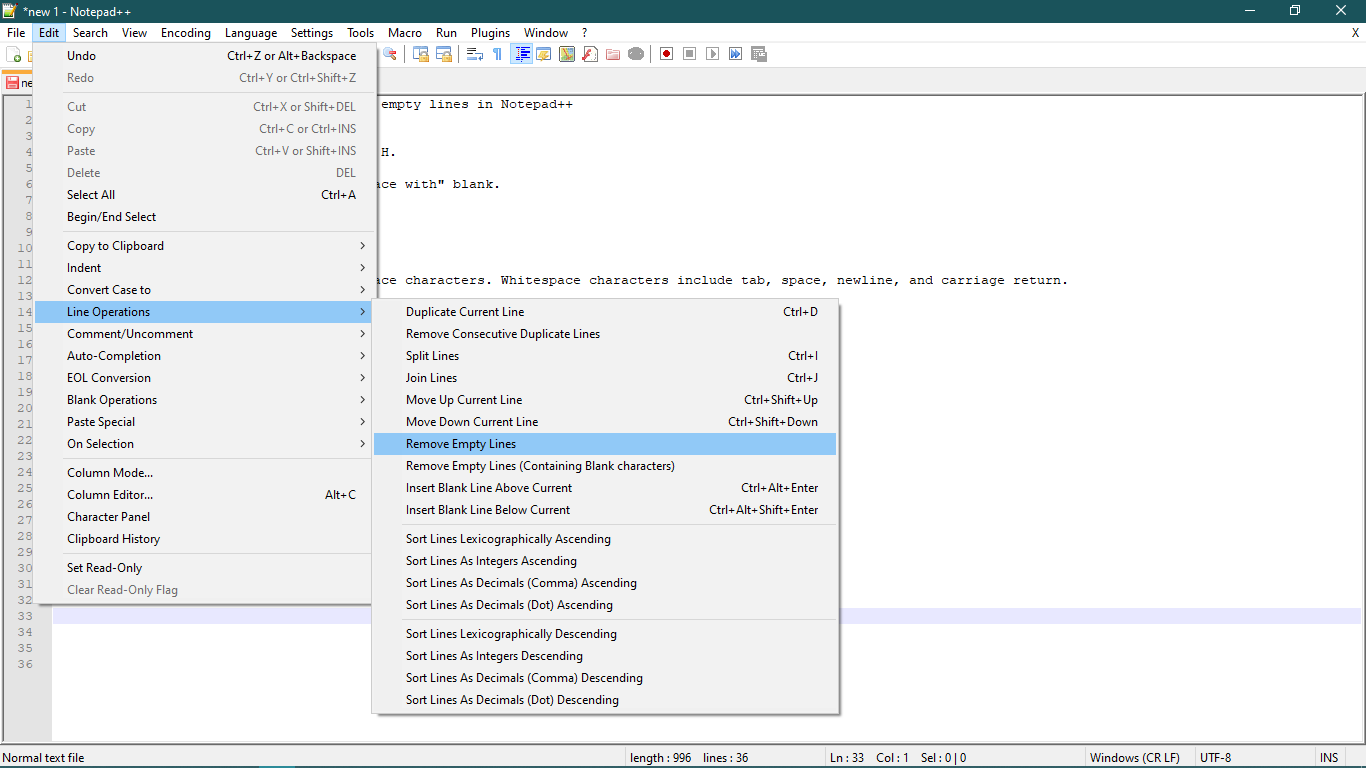 replace carriage return with space textpad 8