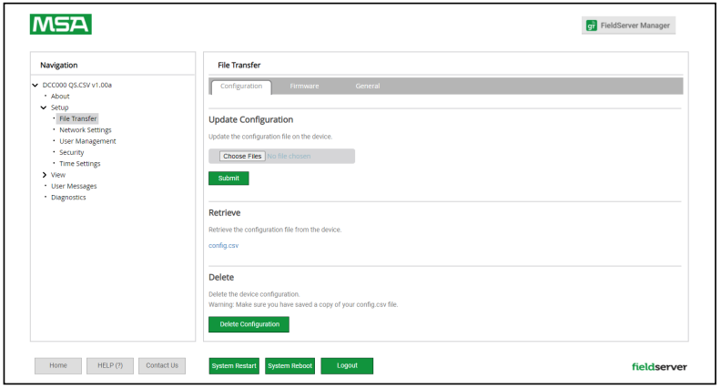 MSA Web Interface