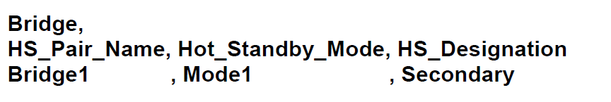 Hot Standby Mode 1 Secondary Configuration