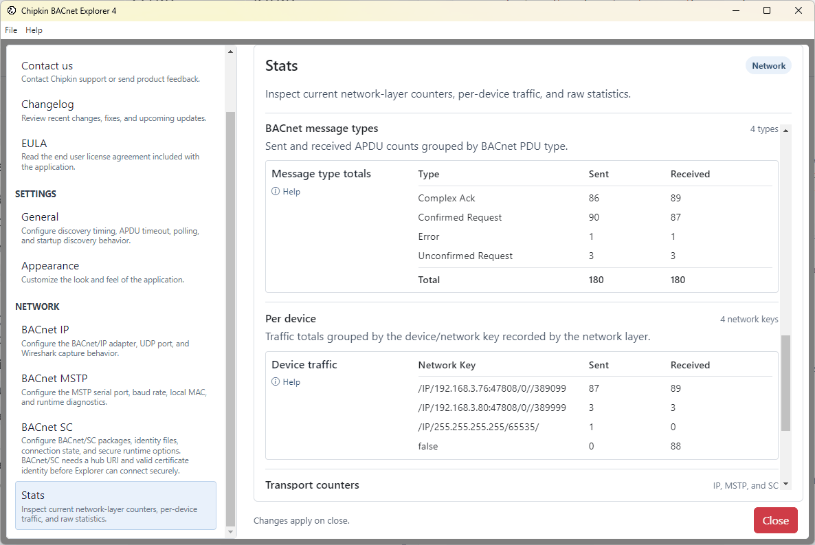 BACnet Explorer reports and exports
